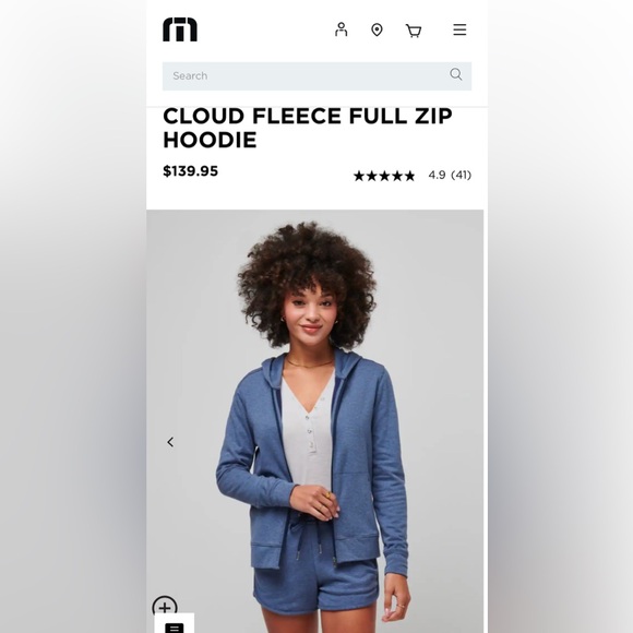 TRAVIS MATTHEW Small Heathered Navy Cloud Fleece Full Zip Hoodie Orig $139 - Picture 2 of 13